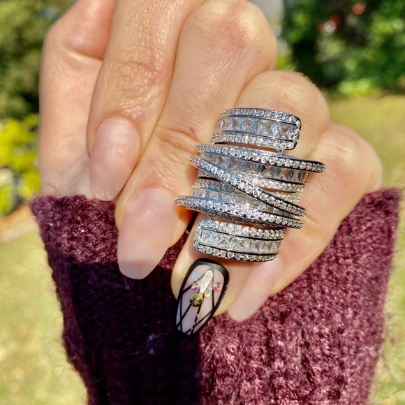 Luxury 925 Sterling Silver Shinning Princess Ring - Picture 13 of 15